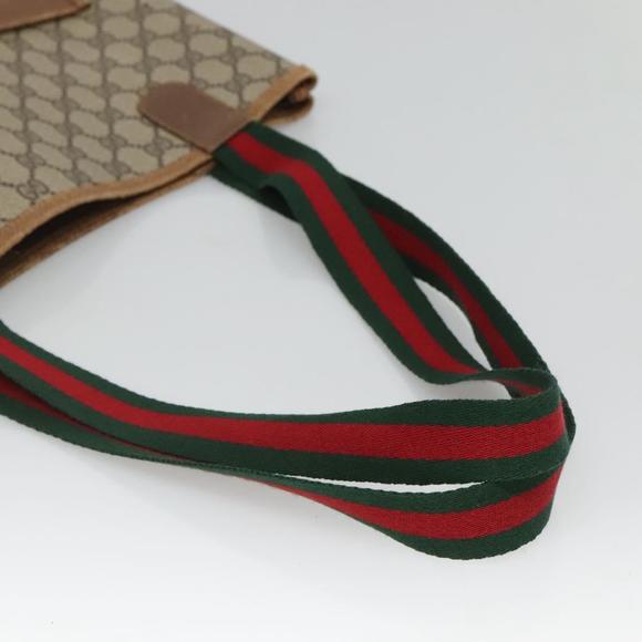 GUCCI GG Supreme Web Sherry Line Bag PVC Beige Green Red 40 02 003 Auth ki5541 - Picture 7 of 16